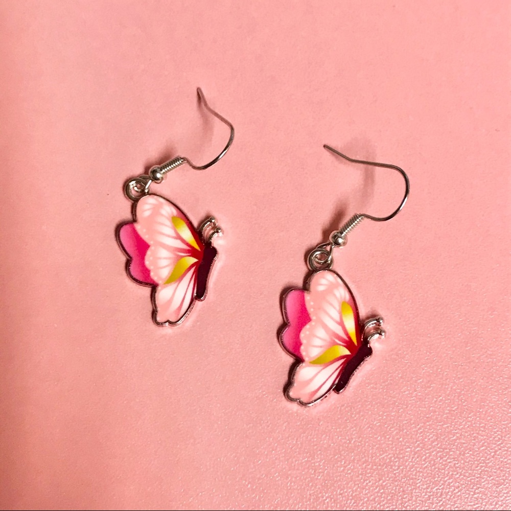 4/$10!!Pink butterfly earrings